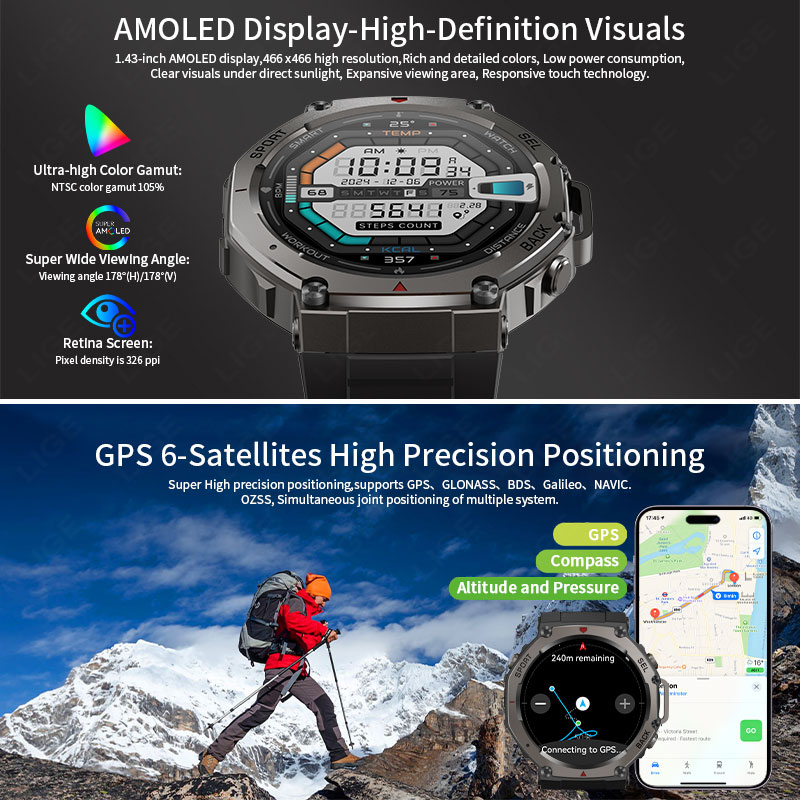 LIGE Military Grade GPS Smart  - Altimeter Compass Watch review and price